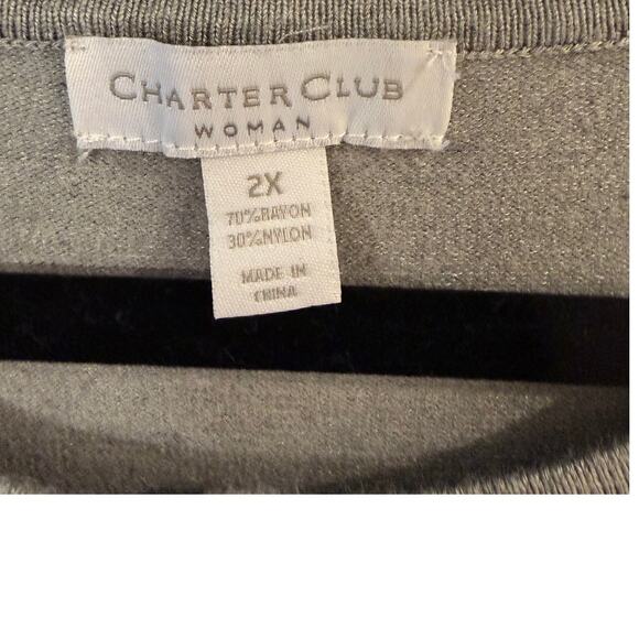 Charter Club Woman 2X Gray Beaded Cardigan Sweater Soft Rayon Blend - Picture 4 of 4